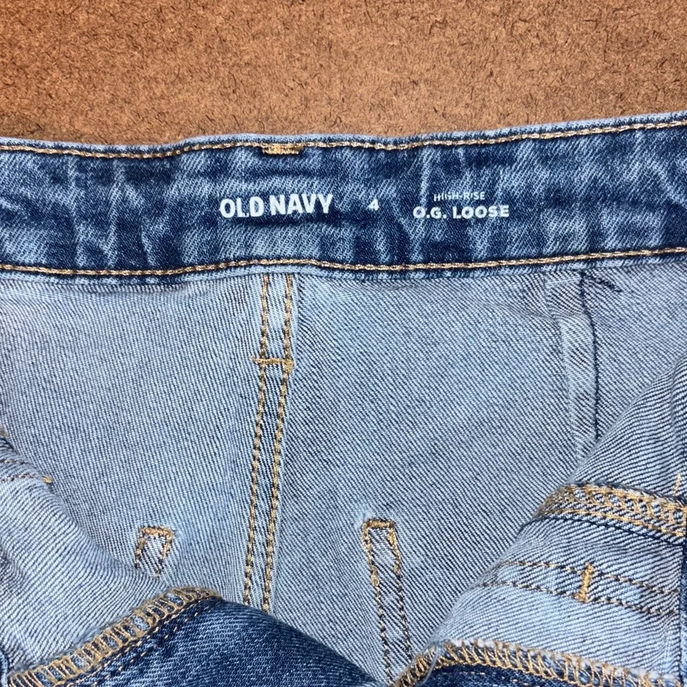 Old Navy Women's SZ 4 OG Loose High Rise Boyfriend Jeans Front Patch Pockets
